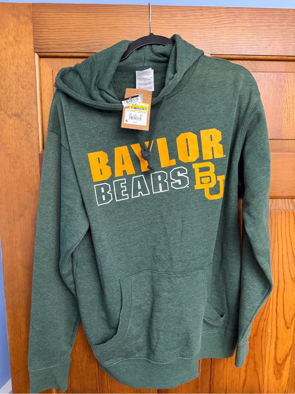 Baylor Bears Green Hooded Sweatshirt with Gold Logo